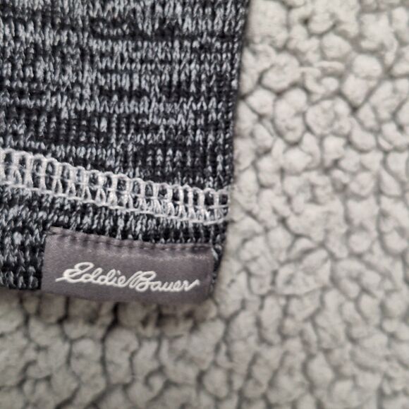 Eddie Bauer 1/4 Zip Pullover Sweater Men's Size Large Striped Black/Gray - Picture 6 of 9